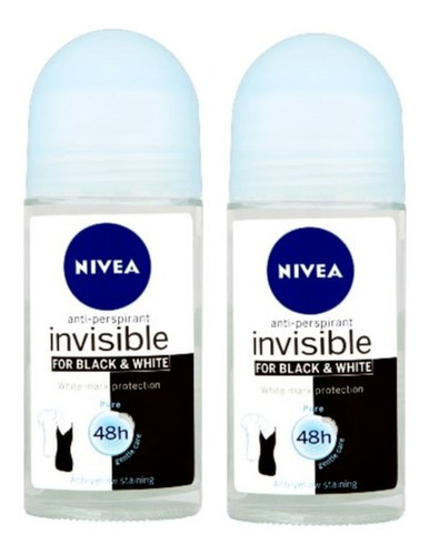 Desodorante Nivea Para Mujer Black & White 50 Ml 2 Pack