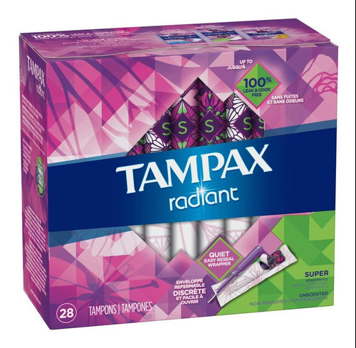 Tampones Tampax Radiant Super 28 Unidades Original