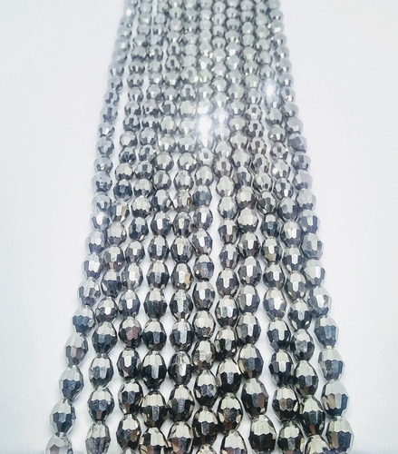 Tira 100 Cristales Ovalo Plateado 6 Mm
