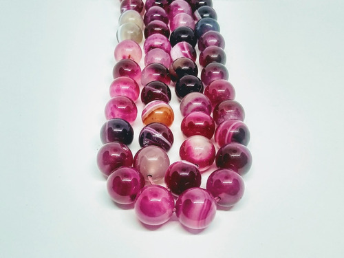 Tira 34 Piedras Agata Fucsia 10 Mm