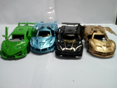 4 Carritos Lamborghini Fricción Metalizado Niños Carro