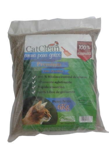 Arena Para Gatos Catclean Premium 6kg Con Zeolita