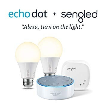 Echo Dot 2 Alexa Amazon + 2 Bombillos Inteligentes Español