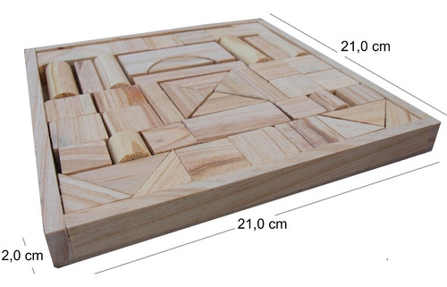 Juego Didáctico Caja Con Tacos De Madera 48 Pzas