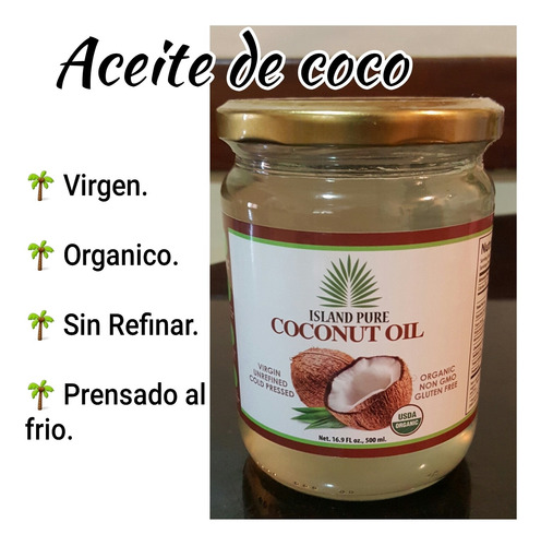 Aceite De Coco Orgánico Prensado Al Frío 500ml