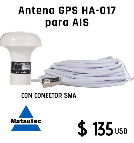 Antena Gps Ha-017 Con Conector Sma / Para Ais