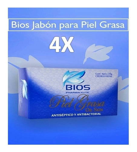 Barra Dermolimpiadora Bios Pack 4 Piel Grasa Antiséptica