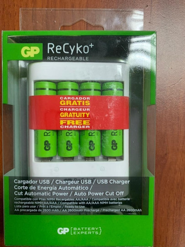 Cargador Usb Bateria Gp Recyko 4 Aa mah