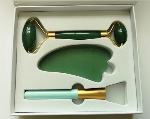 Roller Jade Facial Verde Piedra Kit Original Importado