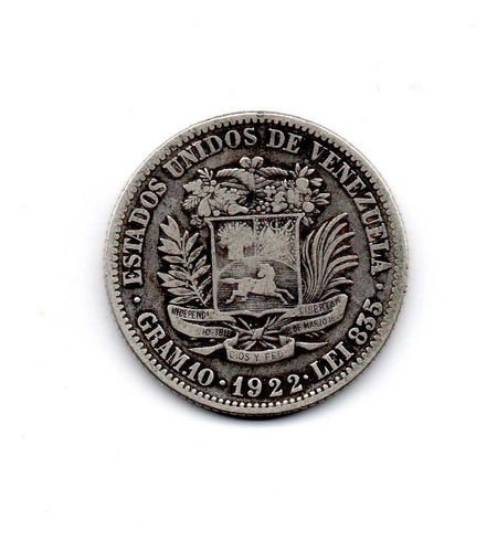 2 Bolivares De Plata  Antiguo Moneda Coleccion Coda9 10$