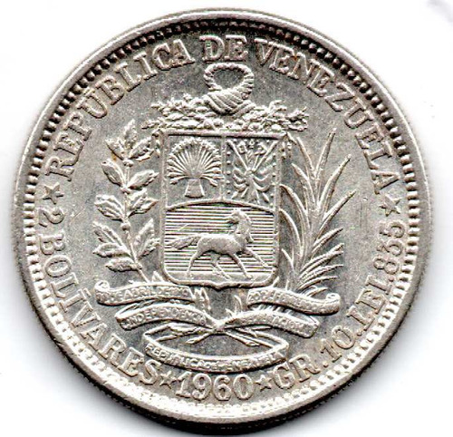2 Bolivares Plata  Moneda Coleccion 8 $ Coda3