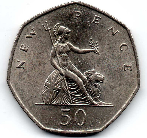50 New Pence Gran Bretaña  Moneda Coda$