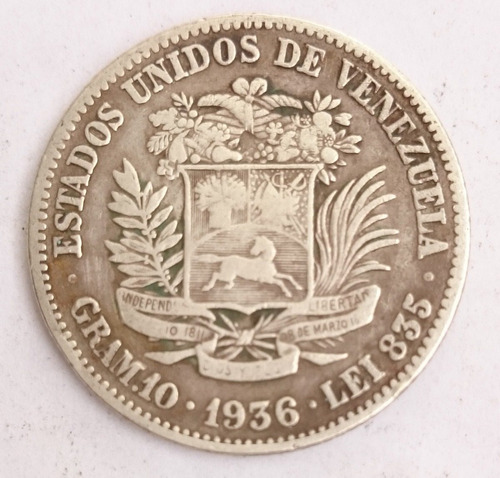 Agradable Moneda De 2 Bolivares Del Año 