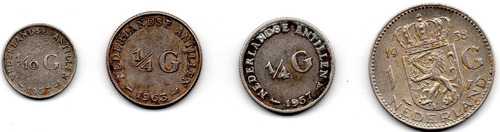 Antillas Holandesas Conjunto Plata Moneda Antigua Coda8 20$