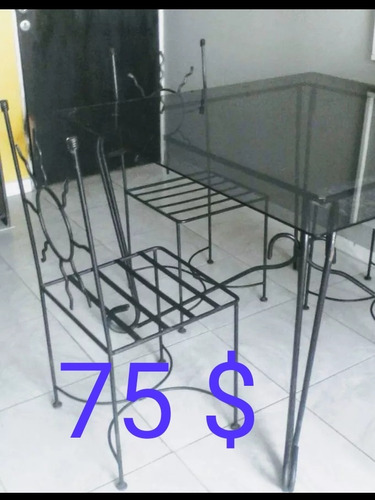 Comedor En Hierro Forjado + 4 Sillas