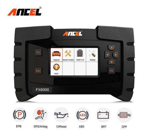 Escaner Automotriz Multimarca Ancel Fx Obd2 Abs Sas Srs