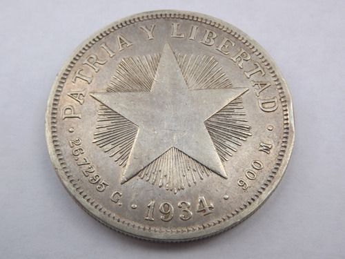 Excelente Moneda De Plata. Un (1) Peso. Cuba. Año 