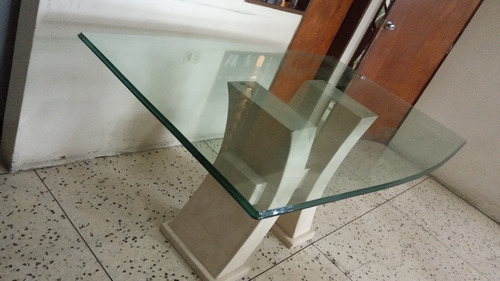 Mesa Comedor Tope De Vidrio Y Base De Mármol Para 6 Sillas