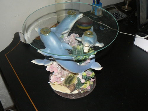 Mesa Decorativa Delfines Y Cristal 15vds