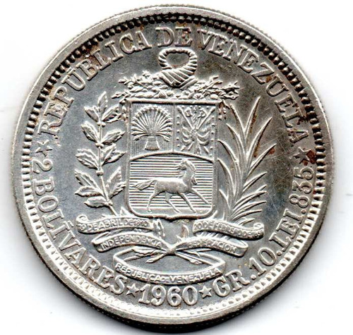 Moneda 2 Bolívares Plata  $ Coda5