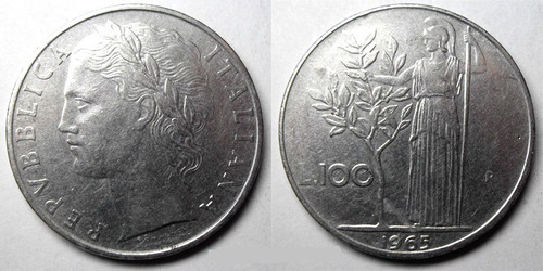Moneda De 100 Lire Italia , República Minerva Xf