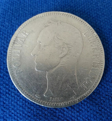 Moneda De Plata 5 Bs. Año  Gr. Ley 900