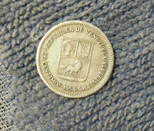 Moneda De Plata De 25 Cms Año  República De Venezuela
