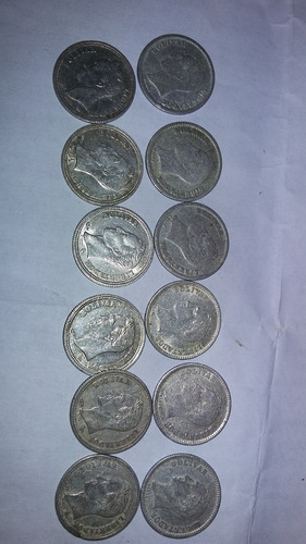 Monedas De Plata De 0,25 (medios) Ley 835 Año Y