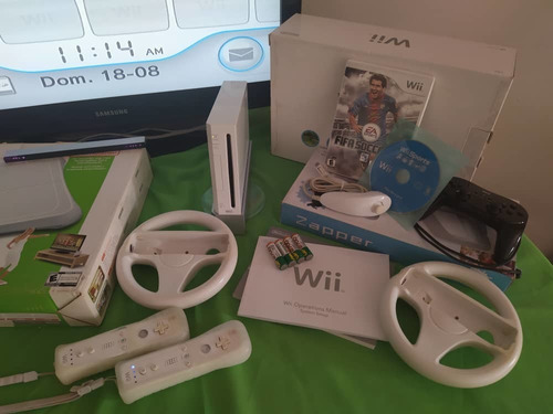 Nintendo Wii Con Accesorios, Juego Original Y Cuatro Control
