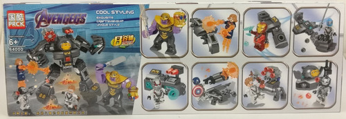 Avengers Legos (8 En 1) Thanos, Iron Man, Capitan, Thor