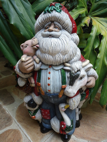 Bellisimo Adorno Santa Claus De Navidad En Ceramica Grande