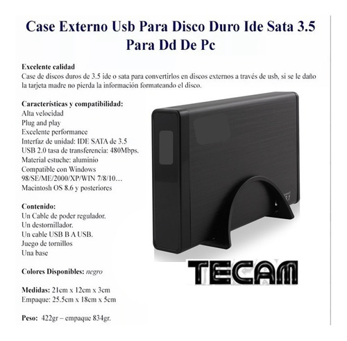 Case Externo Disco Duro 3.5 Hdd - Ide/sata - Nuevo