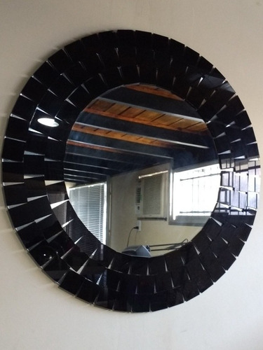 Espejo Decorativo Circular Vitromosaico Negro 65 Cm