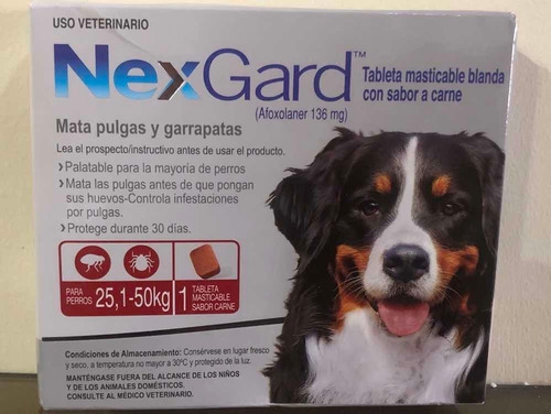 Nexgard De 25,1 Kg A 50kg. Anti Pulgas Y Garrapatas.
