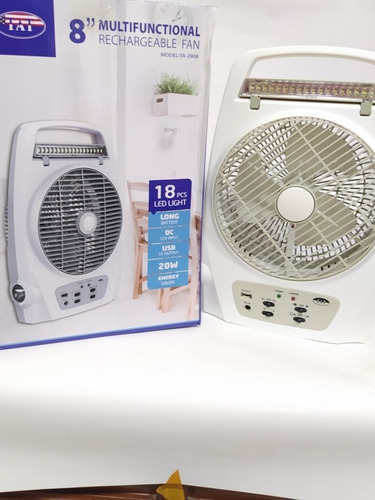 Ventilador Recargable 8 Con Linterna Y Power Bank