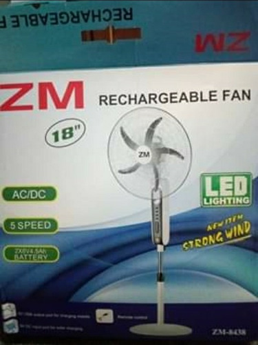 Ventilador Recargable  Horas De Duración Con Luz Led