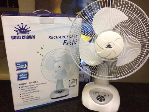 Ventilador Recargable Marca Gold Crown 12 Pulgadas