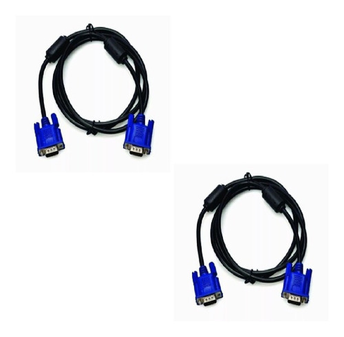 2 Cable Vga A Vga Macho 1.8 Metros 15 Pines Monitor Tv Pc