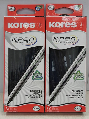 Boligrafo Kores Negro Caja 12 Tienda Fisica 2 Vrd Cada Caja