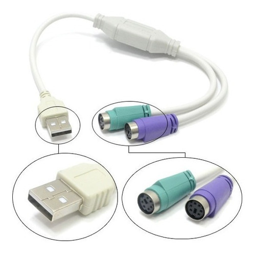 Cable Adaptador Usb A Ps/2 Convertidor Teclado, Mouse Pc