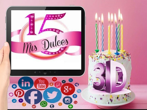Invitacion Digital Cumpleaños 15 Años Con Efectos 3d 155bs