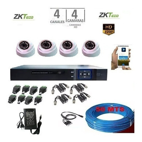 Kit 4 Camaras De Seguridad Dvr 4 Canales 720p 1mp