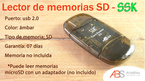 Lector Memorias Sd Y Mini Sd Ssk - Promo 3x5mil