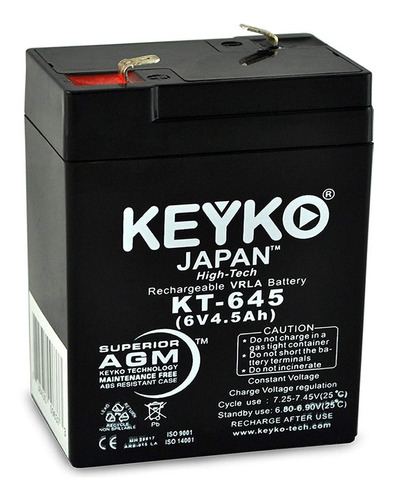 Pila Bateria Keyko 6v 4.5ah Centrales Cerco Lampara Alarmas