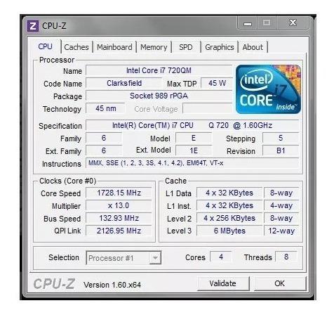 Procesador Para Laptop Core I7 720qm Socket Pga 988/989/g1