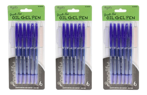 Tres 3 Paquetes Boligrafos Tinta Gel Azul Simplifly Oferta