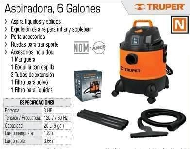 Aspiradora Truper De 6 Galones Codigo 