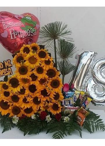 Corazón, Girasoles,gerberas Cumpleaños,aniversario, Madres