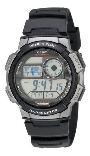 Reloj Casio Digital Ae-w-1bv Hora Mundial Resiste 100m