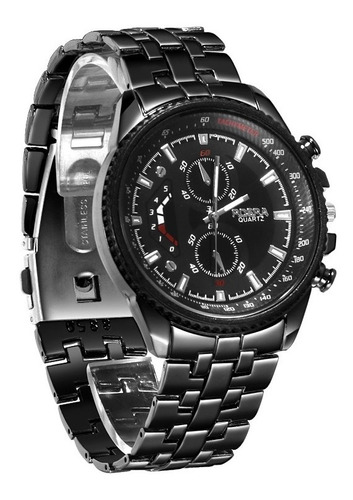 Reloj Casual Elegante Lujo Caballero Correa Metal Azul Negra